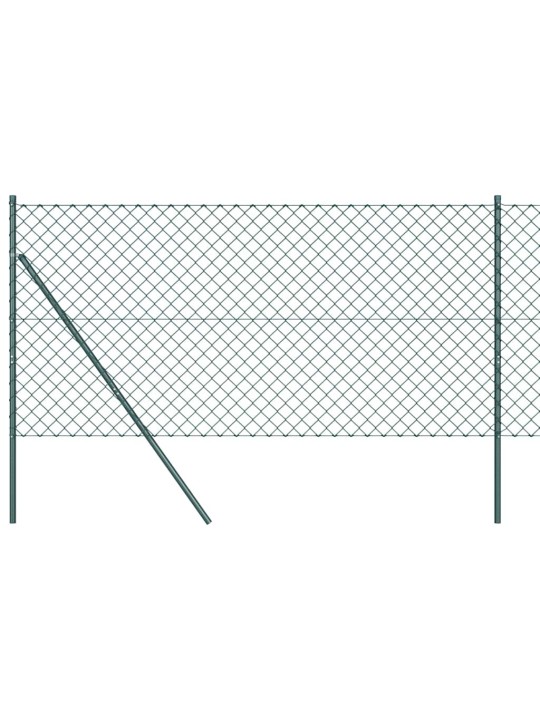Ķēdes žogs ar stabiem zaļa 1.5 x 10 m tērauds