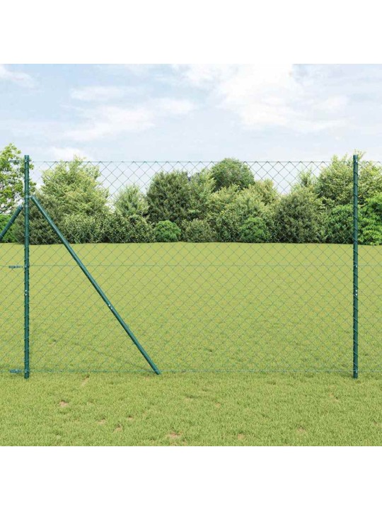 Ķēdes žogs ar stabiem zaļa 1.6 x 10 m tērauds