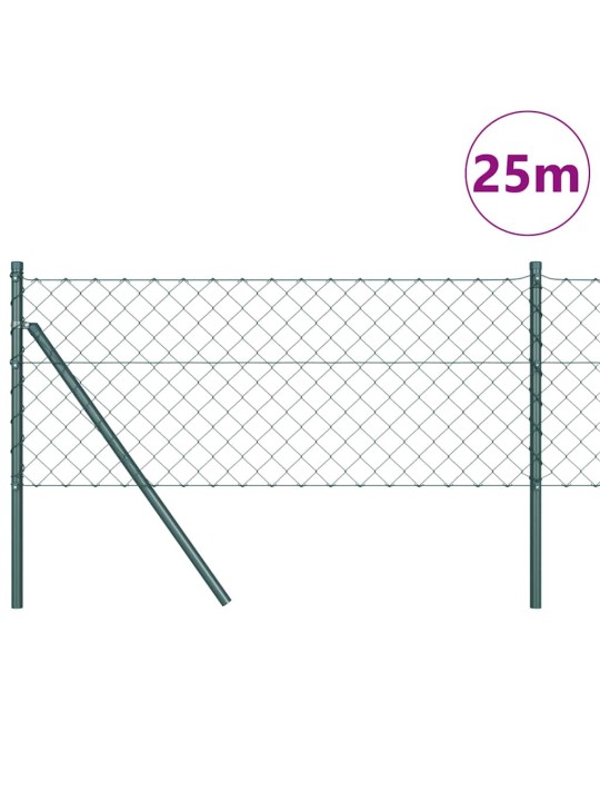 Ķēdes žogs ar stabiem zaļa 0.6 x 25 m tērauds