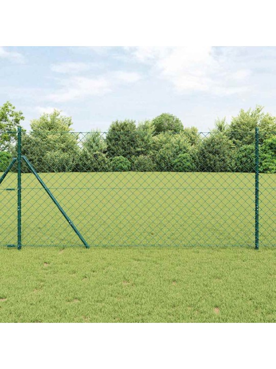 Ķēdes žogs ar stabiem zaļa 1.2 x 25 m tērauds