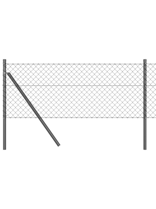 Ķēdes žogs ar stabiem pelēka 0.4 x 10 m tērauds