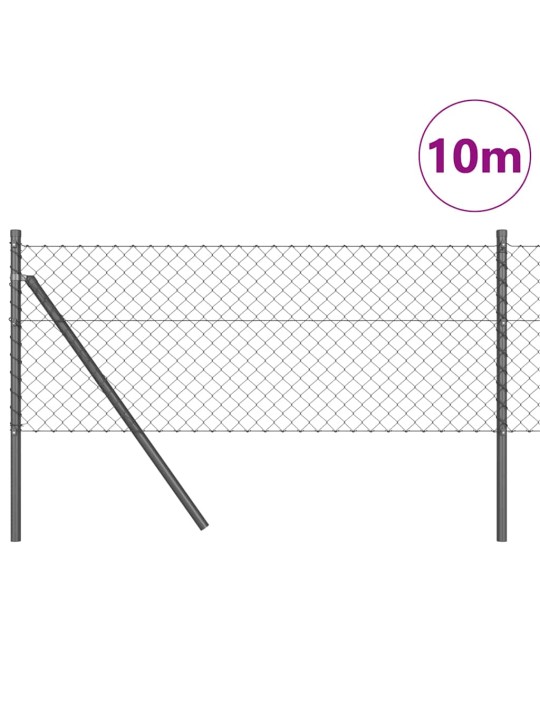 Ķēdes žogs ar stabiem pelēka 0.6 x 10 m tērauds