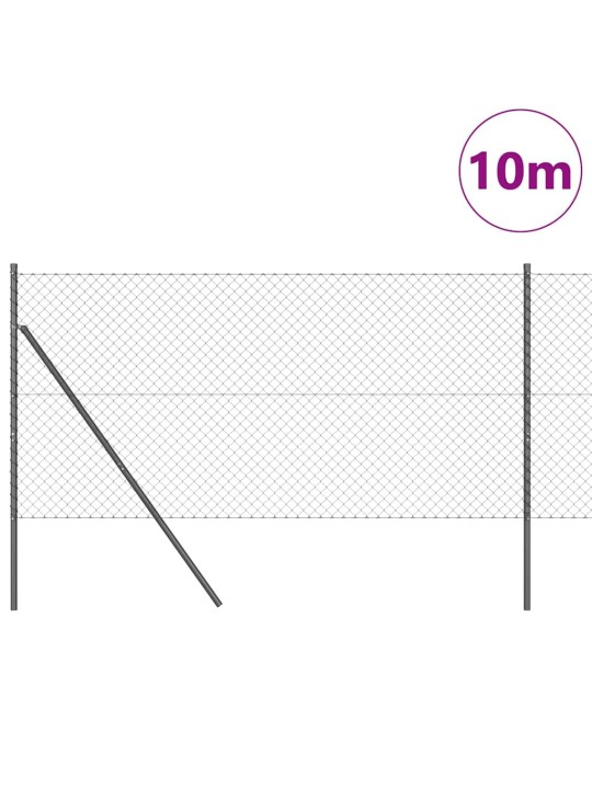 Ķēdes žogs ar stabiem pelēka 1 x 10 m tērauds