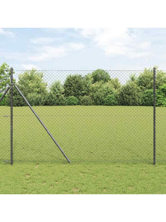 Ķēdes žogs ar stabiem pelēka 1.5 x 10 m tērauds