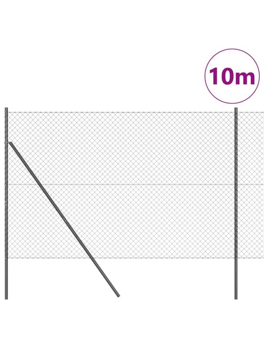 Ķēdes žogs ar stabiem pelēka 1.5 x 10 m tērauds