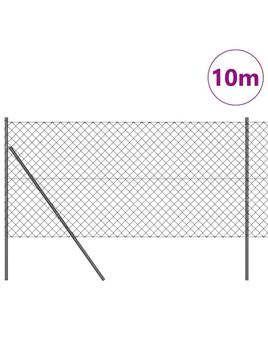 Ķēdes žogs ar stabiem pelēka 1 x 10 m tērauds