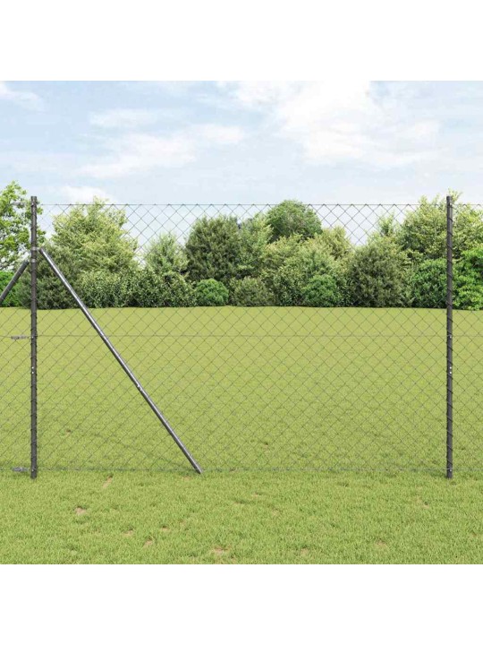 Ķēdes žogs ar stabiem pelēka 1.5 x 10 m tērauds