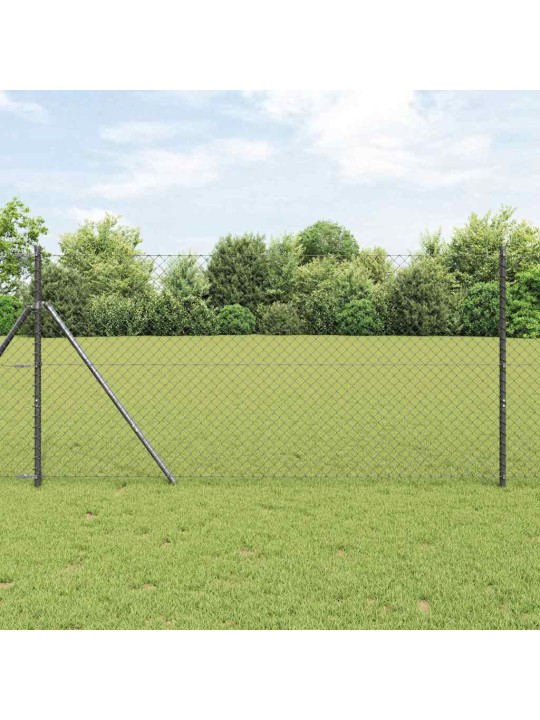 Ķēdes žogs ar stabiem pelēka 1 x 25 m tērauds