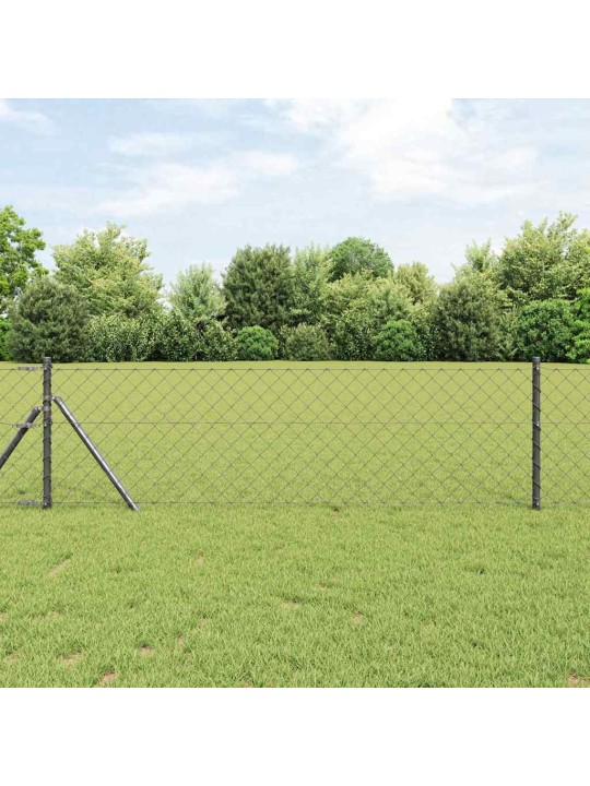 Ķēdes žogs ar stabiem pelēka 0.4 x 25 m tērauds