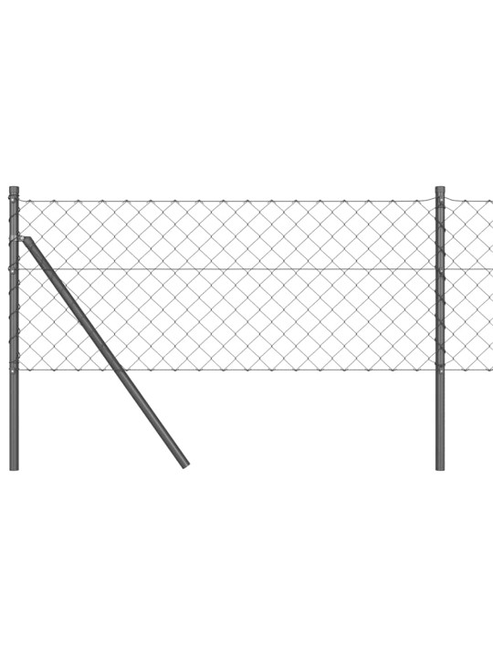 Ķēdes žogs ar stabiem pelēka 0.4 x 25 m tērauds