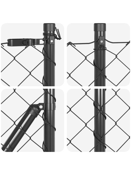 Ķēdes žogs ar stabiem pelēka 0.8 x 25 m tērauds