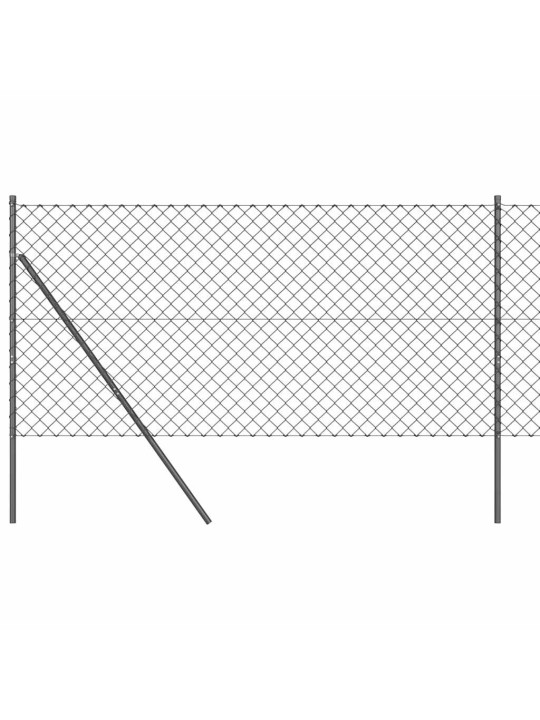 Ķēdes žogs ar stabiem pelēka 1.2 x 25 m tērauds