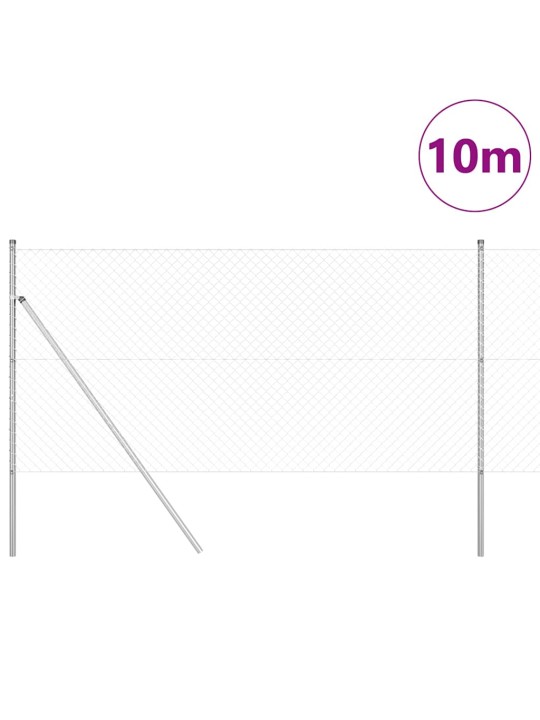 Ķēdes žogs ar stabiem sudraba 1 x 10 m tērauds