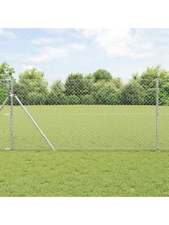 Ķēdes žogs ar stabiem sudraba 1.2 x 10 m tērauds