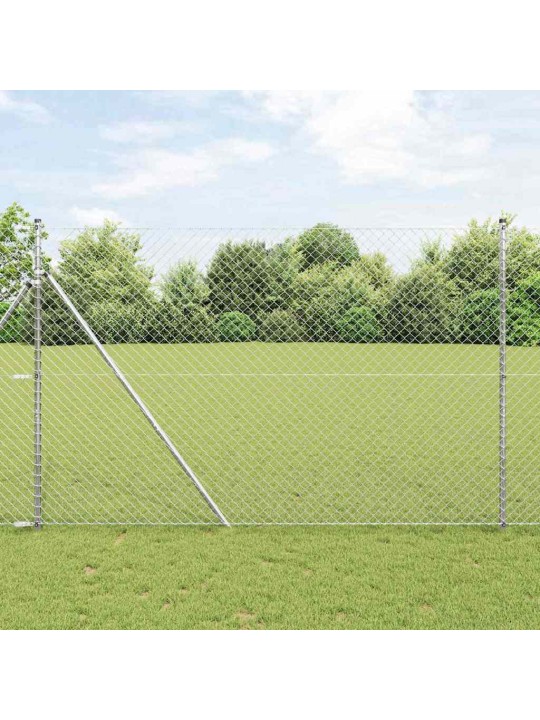 Ķēdes žogs ar stabiem sudraba 1.5 x 10 m tērauds
