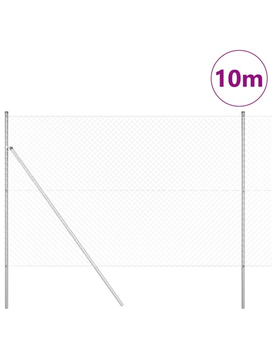 Ķēdes žogs ar stabiem sudraba 1.5 x 10 m tērauds