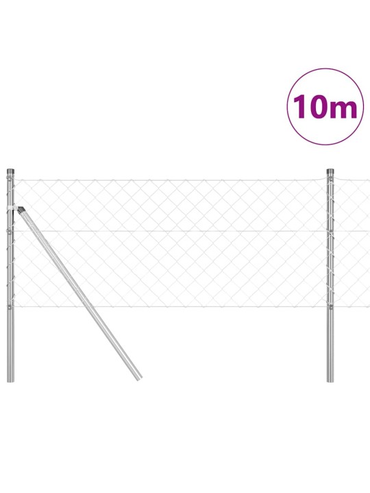 Ķēdes žogs ar stabiem sudraba 0.4 x 10 m tērauds