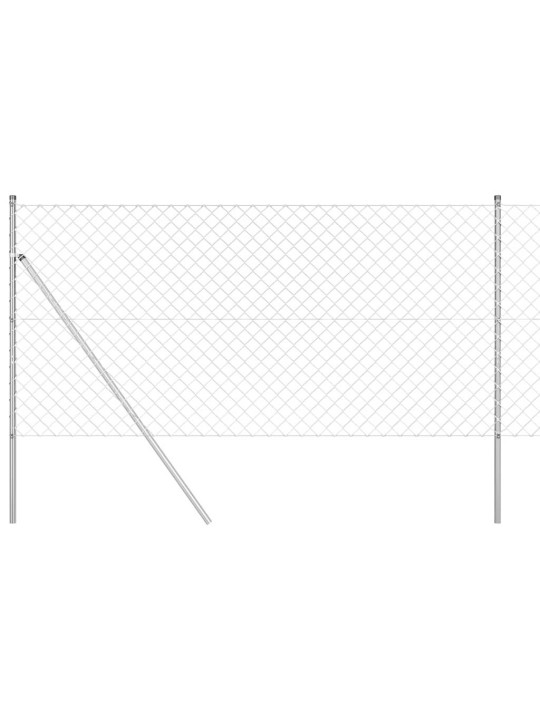 Ķēdes žogs ar stabiem sudraba 1.2 x 10 m tērauds