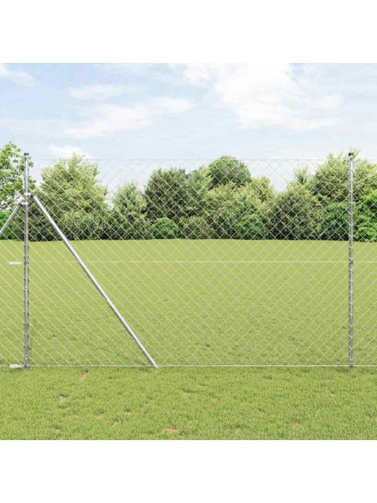 Ķēdes žogs ar stabiem sudraba 1.5 x 10 m tērauds