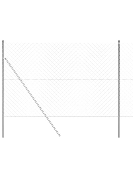Ķēdes žogs ar stabiem sudraba 1.5 x 10 m tērauds