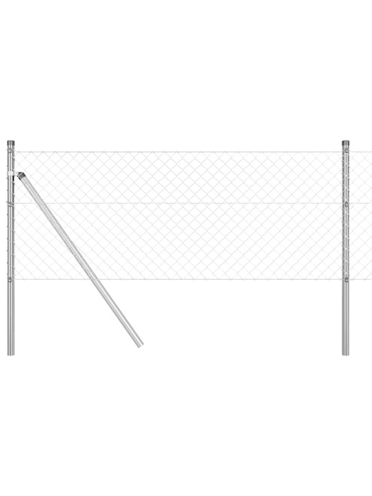 Ķēdes žogs ar stabiem sudraba 0.4 x 25 m tērauds