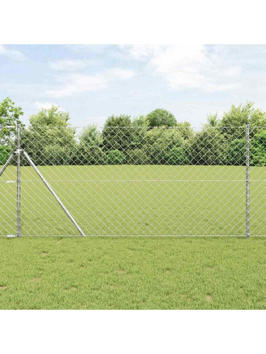 Ķēdes žogs ar stabiem sudraba 1 x 25 m tērauds