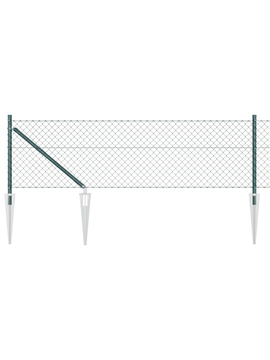 Ķēdes žogs ar stabiem zaļa 0.6 x 10 m tērauds