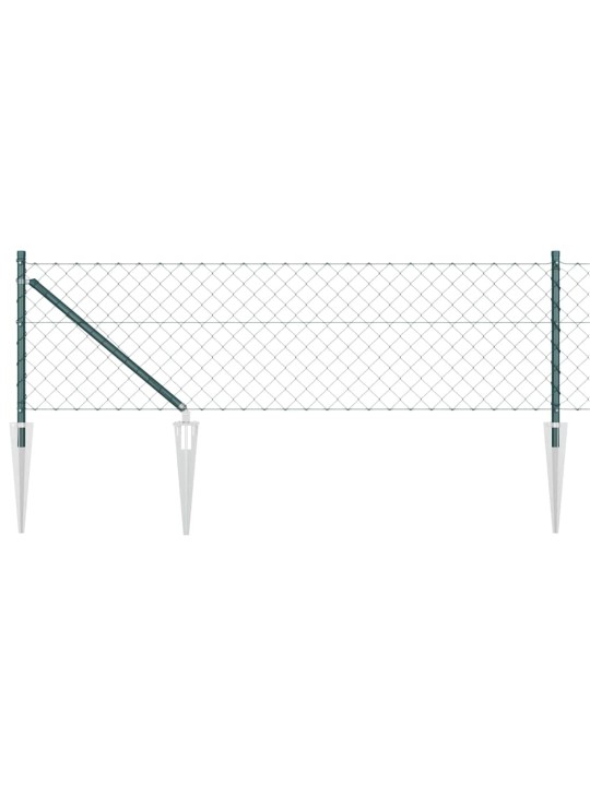 Ķēdes žogs ar stabiem zaļa 0.8 x 10 m tērauds