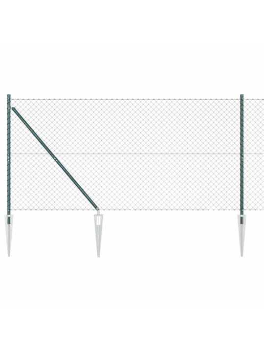 Ķēdes žogs ar stabiem zaļa 1.2 x 10 m tērauds