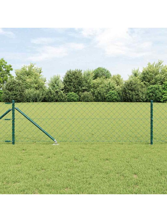 Ķēdes žogs ar stabiem zaļa 0.8 x 10 m tērauds