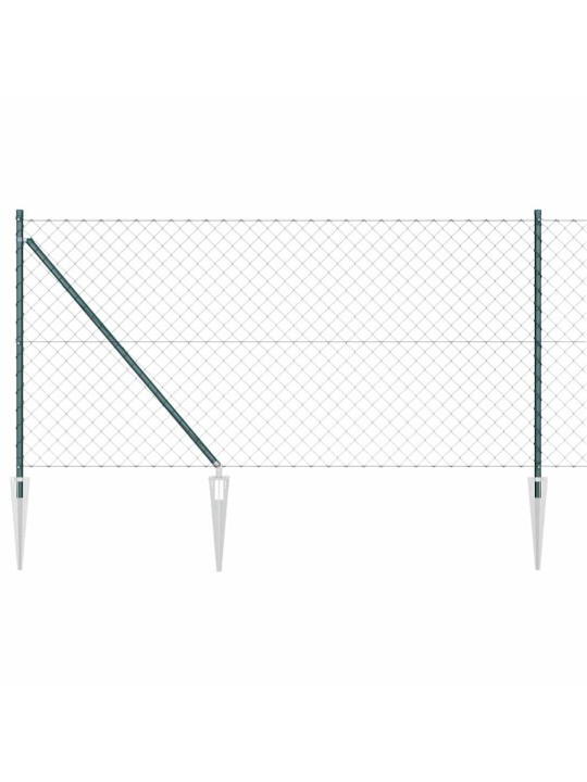 Ķēdes žogs ar stabiem zaļa 1 x 10 m tērauds