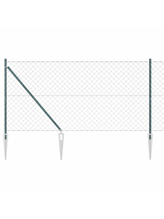 Ķēdes žogs ar stabiem zaļa 1.4 x 10 m tērauds