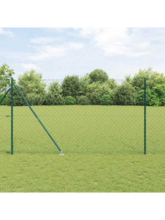 Ķēdes žogs ar stabiem zaļa 1.6 x 10 m tērauds