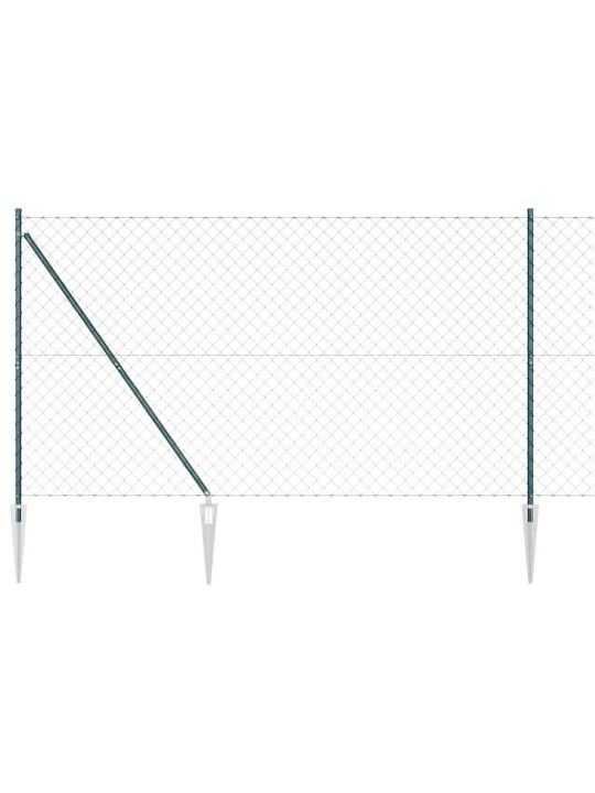 Ķēdes žogs ar stabiem zaļa 1.6 x 10 m tērauds
