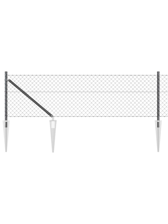 Ķēdes žogs ar stabiem pelēka 0.4 x 10 m tērauds