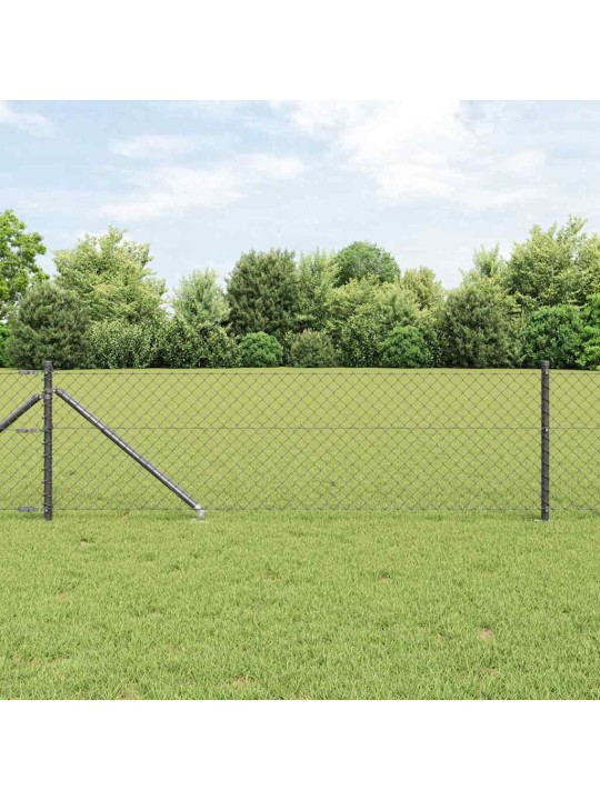 Ķēdes žogs ar stabiem pelēka 0.6 x 10 m tērauds