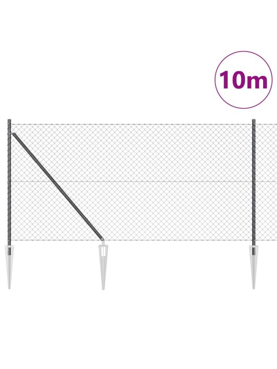 Ķēdes žogs ar stabiem pelēka 1 x 10 m tērauds