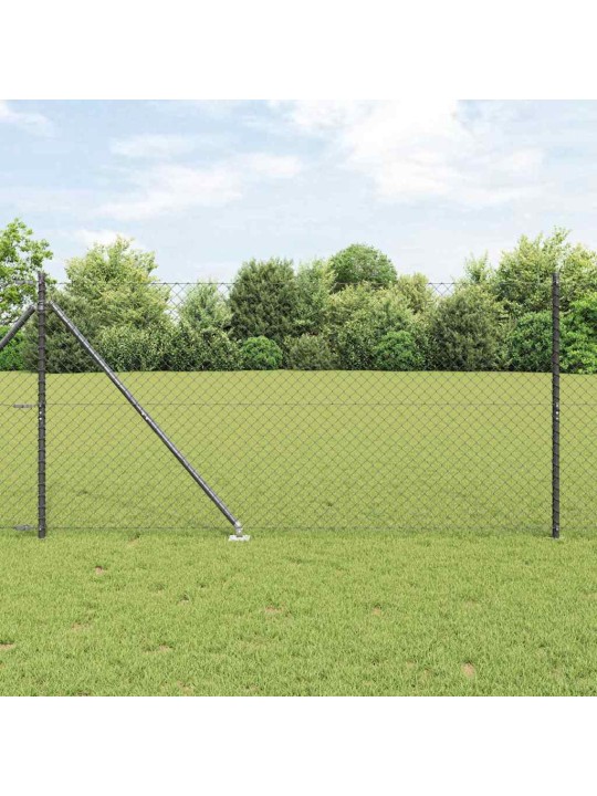 Ķēdes žogs ar stabiem pelēka 1.2 x 10 m tērauds