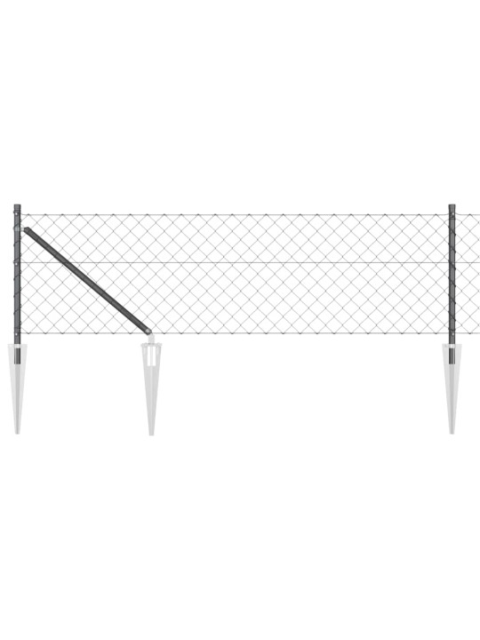 Ķēdes žogs ar stabiem pelēka 0.4 x 10 m tērauds
