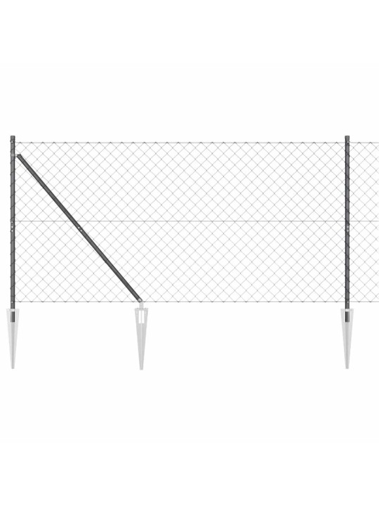 Ķēdes žogs ar stabiem pelēka 1.4 x 10 m tērauds