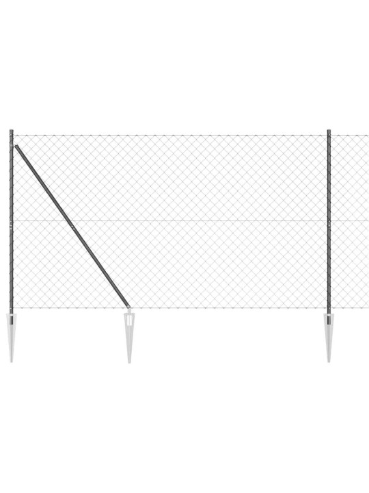 Ķēdes žogs ar stabiem pelēka 1.6 x 10 m tērauds