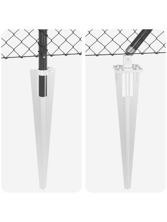 Ķēdes žogs ar stabiem pelēka 0.8 x 25 m tērauds