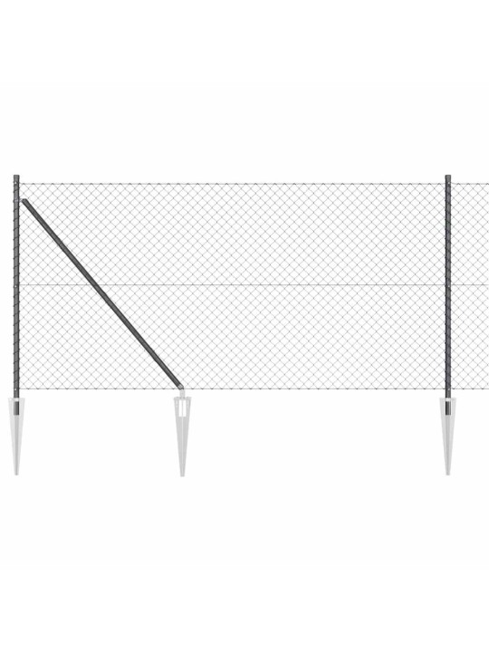 Ķēdes žogs ar stabiem pelēka 1 x 25 m tērauds