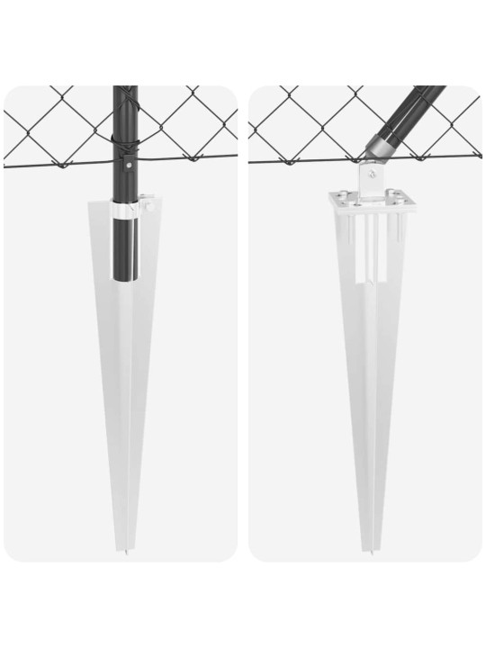 Ķēdes žogs ar stabiem pelēka 0.6 x 25 m tērauds