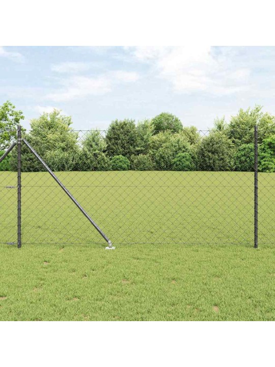 Ķēdes žogs ar stabiem pelēka 1 x 25 m tērauds