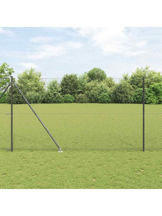 Ķēdes žogs ar stabiem pelēka 1.5 x 25 m tērauds
