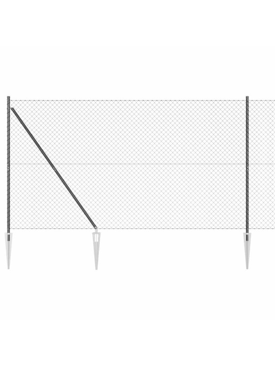 Ķēdes žogs ar stabiem pelēka 1.5 x 25 m tērauds
