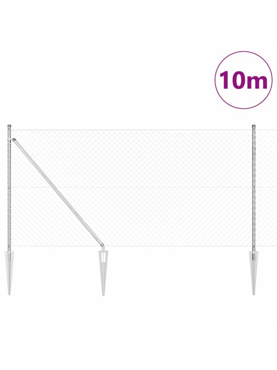 Ķēdes žogs ar stabiem sudraba 1 x 10 m tērauds
