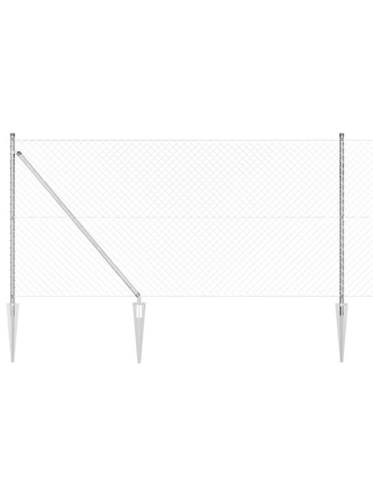Ķēdes žogs ar stabiem sudraba 1.2 x 10 m tērauds