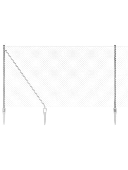 Ķēdes žogs ar stabiem sudraba 1.5 x 10 m tērauds